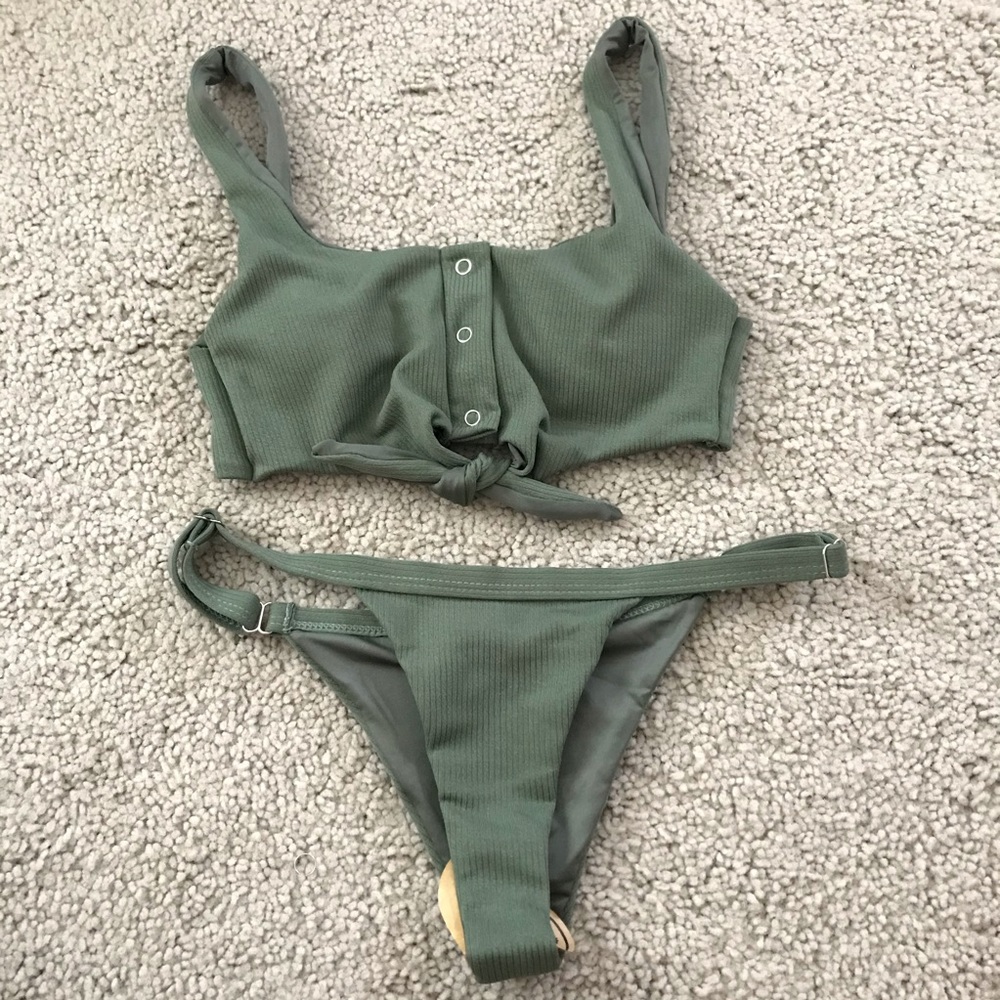 NEW Two piece army green bathing suit